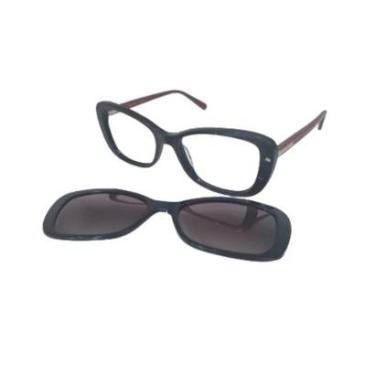 Imagem de Armação De Óculos Bulget Clip On Bg7157 A04 Preto Brilho-Feminino