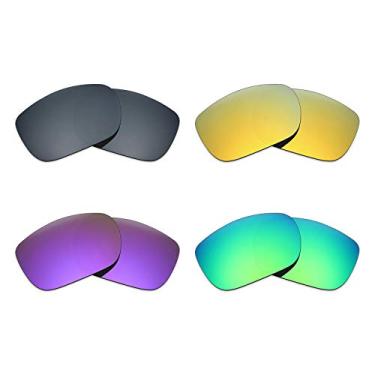 Imagem de 4 pares de lentes polarizadas de substituição para óculos de sol Oakley Two Face – Preto IR/24K ouro/roxo plasma/verde esmeralda