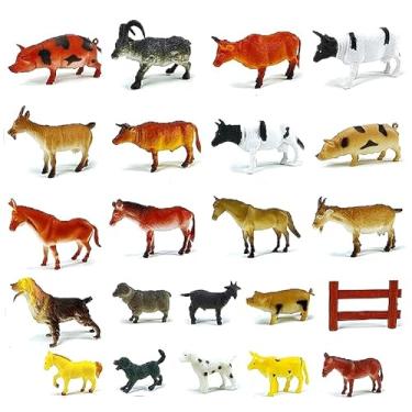 Imagem de Kit de Animais da Fazenda com Tapete Cercado e 21 Bichos Premium Bichinhos Figuras de Ação Infantil