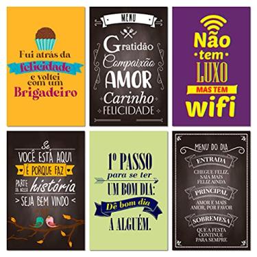 Imagem de Kit 6 Placas Decorativas Frases Motivacional 20x30 cm Mdf