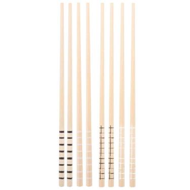 Imagem de 24 Pares de Hashi para Restaurante Bambu Comida Japonesa Sushi Sashimi 24cm Geométrico