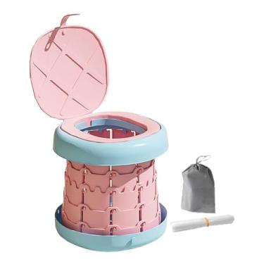 Imagem de Fancyes Assento penico portátil dobrável, cadeira de vaso sanitário de treinamento, instalação conveniente, mictório infantil, vaso sanitário para carro, rosa L