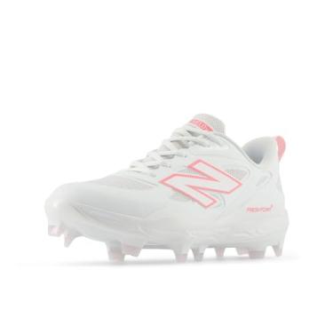 Imagem de New Balance Tênis de softbol feminino Fresh Foam Velo V4 moldado, Branco/Ultra rosa, 12