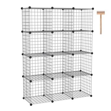 Imagem de C&AHOME Armazenamento de cubo de arame, 12 - organizadores de cubos de metal em C, unidades de prateleiras modulares, organizador de armário, ideal para casa, escritório, sala de estar, 92 cm C x 30