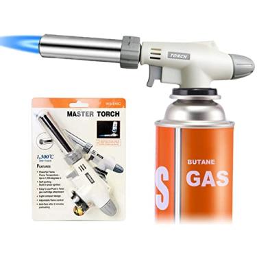 Imagem de Isqueiro de cozinha de tocha de butano, tocha culinária profissional IEIK reverso de 360 graus com trava de segurança e chama ajustável para cozinhar crème brulee e assar (gás butano não incluído)