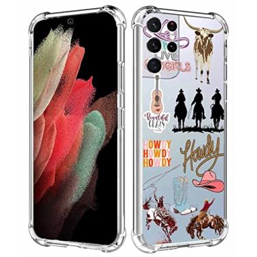 Imagem de Vesidurt Capa transparente Cowboy Cowgirl para Galaxy S21 Ultra, capa com estampa Howdy da vida no campo Weste para meninos e meninas, capa protetora de TPU macia transparente moderna para Samsung Galaxy S21 Ultra