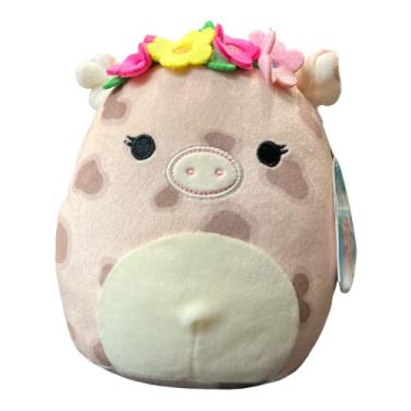 Imagem de Squishmallows Official Kellytoy Soft Plush Squishy Animal (Aquitaine 7.5 Inch Plush Pink Cow, Cow Print Pattern with Brown Spots, Flower Headband, Eyelashes, White Belly, White Inner Ears, and tail.