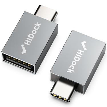 Imagem de HiDock Adaptador USB C para USB de 10 Gbps, pacote com 2 adaptadores USB C 3.2 macho para USB A fêmea compatível com MacBook Pro/Air/iPad Pro, notebook, Dell XPS e mais dispositivos tipo C, cinza