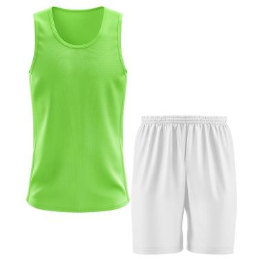 Imagem de Kit Calção Short Futebol Basquete Branco + Regata Masculina Lisa Básica Dry-Masculino