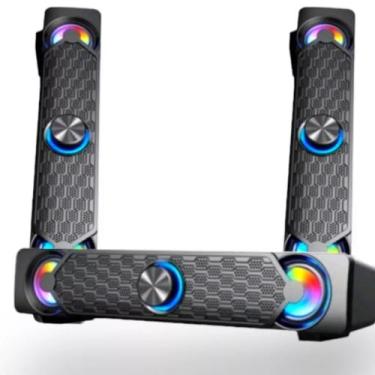 Imagem de Caixa de som Portátil Soundbar smart tv Efeito Led RGB potente - GOLDE