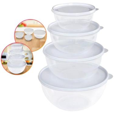 Imagem de Kit Conjunto 4 Tigelas Bowls Potes Tapoer Cumbuca Plástico c/ Tampa - 