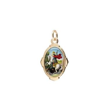 Imagem de Medalha Oval São Jorge Alumínio Dourado (2 Unidades) - Aramon
