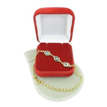 Imagem de Pulseira Feminina 17/22cm Olho Grego 6mm Folheado Ouro Pl271A - WNBIJO