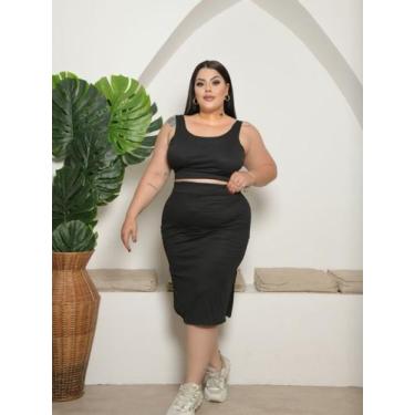 Imagem de Conjunto Plus Size Saia Lápis Midi e Blusa Aberta nas Costas - luh may