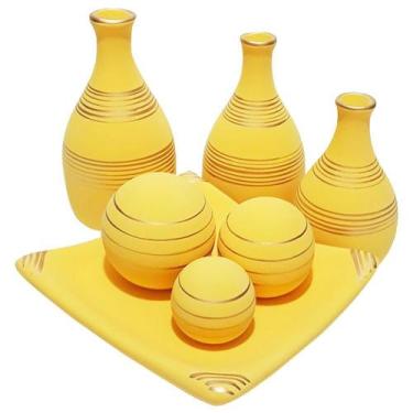 Imagem de Jogo De Vasos Trio Garrafas E Centro De Mesa 3Esferas Gold - Retrofenn