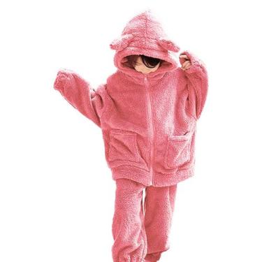 Imagem de Conjunto Infantil Menina Carneirinho Fleece Inverno Rosa - anjo da mam