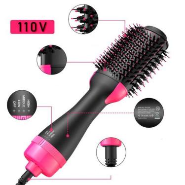 Imagem de Escova De Cabelo Alisadora Elétrica Rosa E Preto - RELET
