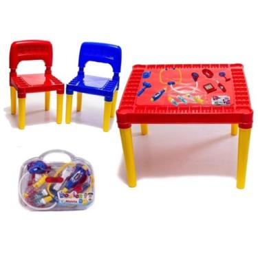 Imagem de Mesa Infantil Colorida Educativa C/ 2 Cadeiras Crianças - Tritec