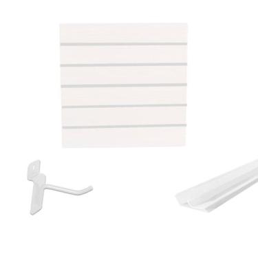 Imagem de Painel Canaletado Branco em Mdf 0,61 x 0,61m com Perfil Pvc Branco e 1