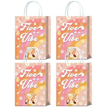 Imagem de YanZonic 16 peças Five is a Vibe Decorações de festa de 5º aniversário – 60, 70 inspiradas em sacolas de presente para lembrancinhas de festa, decorações de aniversário