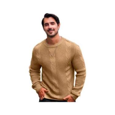Imagem de Blusa Suéter Em Tricot Detalhado Masculino. 4001 - STULE STORE, Bege, 