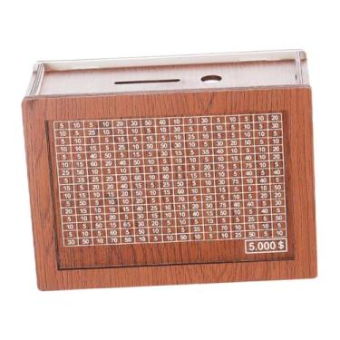 Imagem de UxicRuya Caixa de Poupança de Dinheiro Cofrinho Portátil de Madeira, para Adultos com Números Caso de Armazenamento, Decoração de Casa, Caixa de Dinheiro Poupa, Pode armazenar 5.000 USD