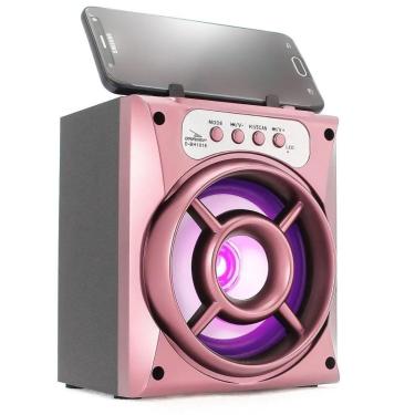 Imagem de Caixa de Som Portátil Bluetooth Mp3 USB Radio Fm Auxiliar 6W Grasep - Rose-Unissex