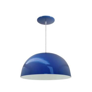 Imagem de Luminária Pendente Meia Lua 24cm Com Interior Branco Fiação 110/220 - 