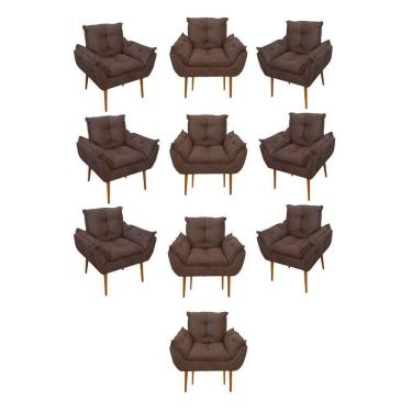 Imagem de Kit 10 Poltronas Opala Sala Quarto Recepção Salão Suede Cor:marrom