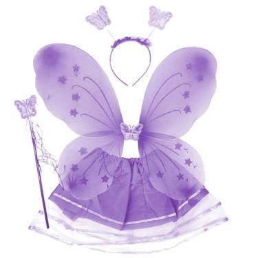 Imagem de Kit Asa de Borboleta Infantil Saia Tule Varinha e Tiara - Extra Festas