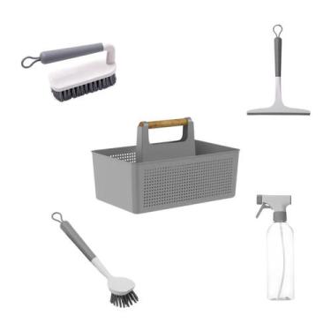 Imagem de Kit Limpeza para Lavanderia Multiuso Cinza 5 Peças - OU