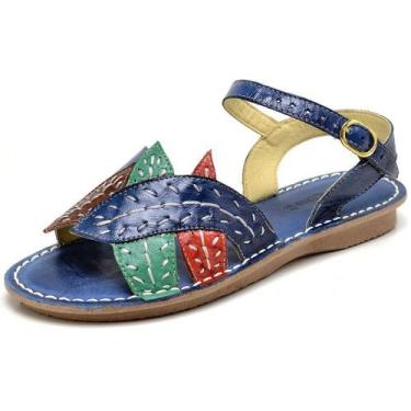 Imagem de Sandália Rasteirinha Feminina Salto Baixo Tiras Em Couro Anatômica Fol