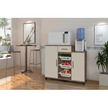 Imagem de Balcão fruteira ES Com Rodízios Cor Canela / Off White - SM