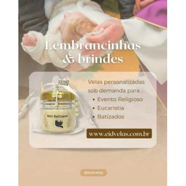 Imagem de 10 Velas perfumadas MEU BATIZADO de 40g com tercinho e sacolinha de or