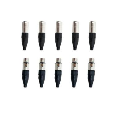 Imagem de Kit 10 Conectores Xlr Canon Santo Angelo Sa2x - 5 Machos e 5 Fêmeas