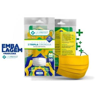 Imagem de KIT C/10 Pct de Máscaras Tripla cirúrgica Amarela (Copa do mundo) Pct 