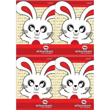 Imagem de Kit 4 Cadernos Brochura Alibombom 60 fls Vermelho - Maxima Cadernos