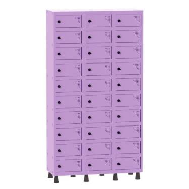 Imagem de Armário Porta Objetos de Aço 3 Vãos 30 Portas Pitão Pandin 1,90 m Lilá