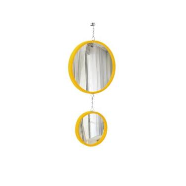 Imagem de Espelho Decorativo Duplo Amarelo Alça Corrente 30 cm 20 cm Redondo - e