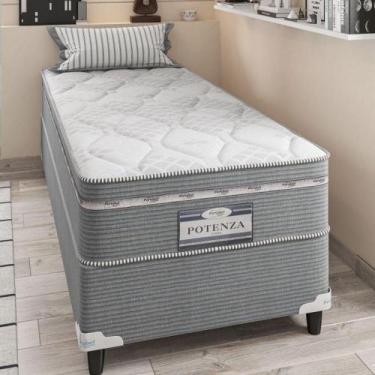 Imagem de Conjunto Solteiro 088x188x58 Molas Cinza branco - PORTOBEL