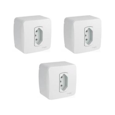 Imagem de Kit 3 Caixa Tomada Sobrepor Tomada Miluz Schneider S3B66350