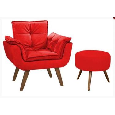 Imagem de Kit Poltrona Opalla Vermelha + Puff - Central do estofado