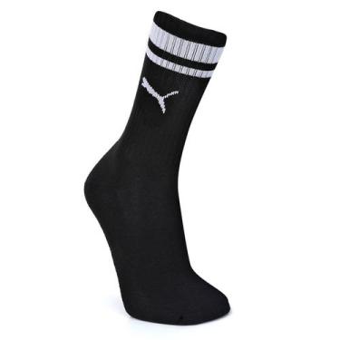 Imagem de Meia Cano Longo Puma Individual Listras, Preto, Branco, 39/43