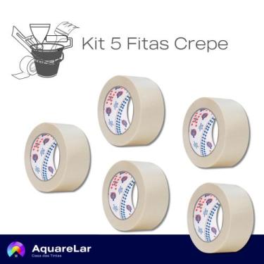 Imagem de Kit com 5 Fitas Crepe Grossa 50mm X 50m - Eurocel, BRANCA