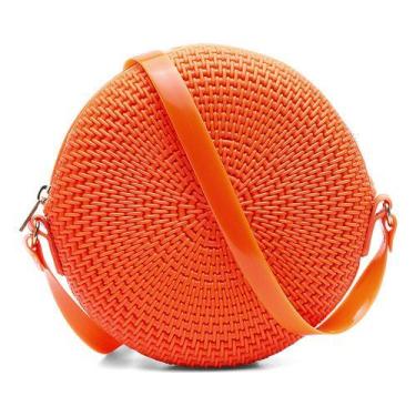 Imagem de Bolsa Redonda Feminina Versátil Moderna Com Alça - Shopbag, Laranja