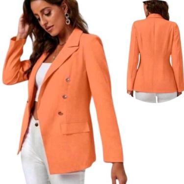 Imagem de Blazer feminino Terninho Social com botões Alfaiataria Casaquinho - Es