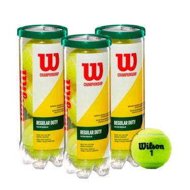 Imagem de Kit 3 Tubos de Bolas de Tenis Championship Profissional Quadra Wilson