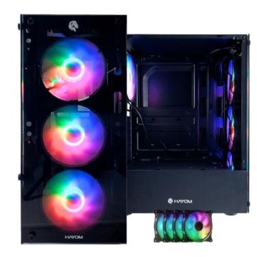 Imagem de Gabinete Pc Gamer 4 Fans Rgb Inclusas Vidro Lateral e Frontal Para Atx