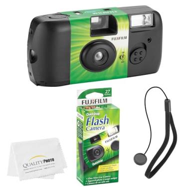 Imagem de Fujifilm Câmera descartável QuickSnap Flash 400 de 35 mm (pacote com 1) alça de mão bônus + pano de microfibra fotográfico de qualidade