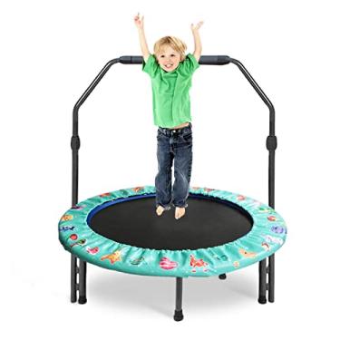 Imagem de Joonly Trampolim de 36" para Crianças Mini Trampolim com Alça Ajustável E Capa Acolchoada de Segurança Trampolim Dobrável para Crianças Pequenas Trampolim Interno E Externo Rebounder para Crianças Bri